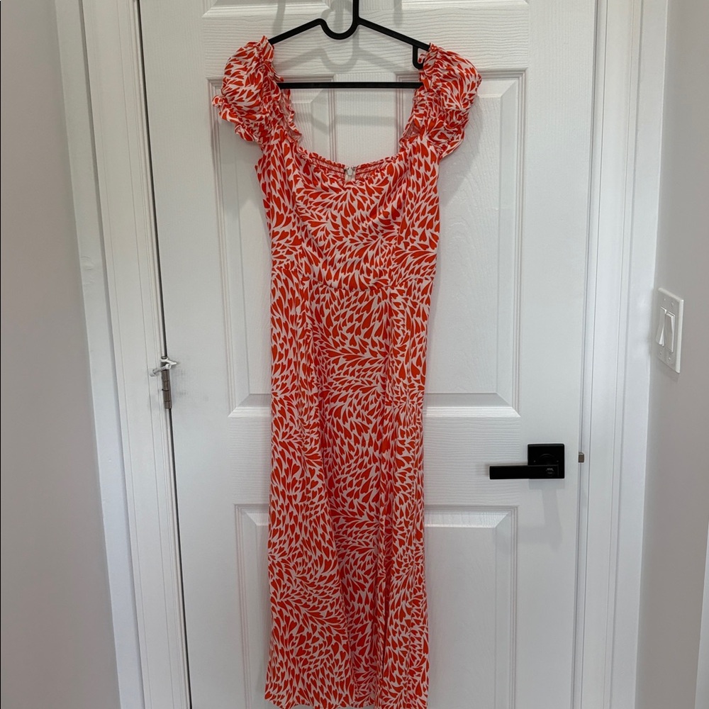 Reformation Orange and White Heart Print Dress Size 4